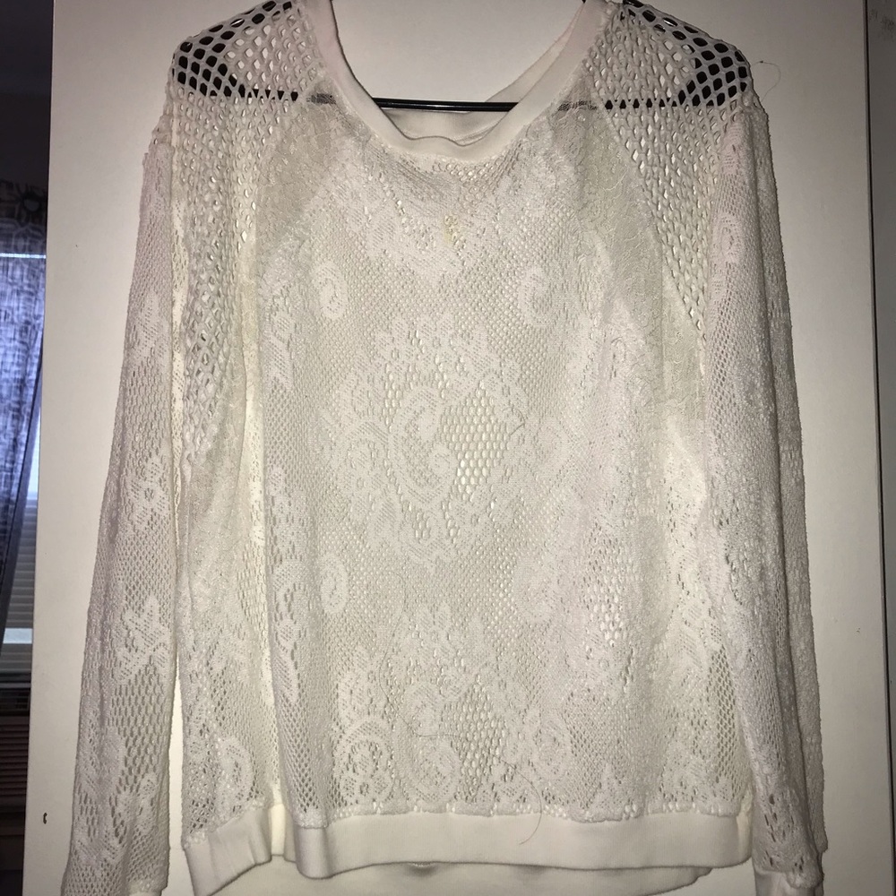White lace sweater shirt